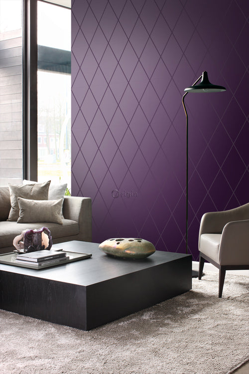 Origin Wallcoverings behang ruiten paars - 53 cm x 10,05 m - 345715 - vtwonen shop