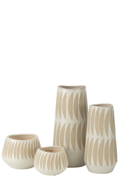 J-Line vaas Kai - keramiek - beige/wit - large - 40 cm hoog - vtwonen shop