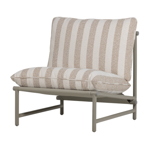 WOOOD loungestoel tuin gestreept Elvo - Aluminium - Wit/Zand - 75x82x75
