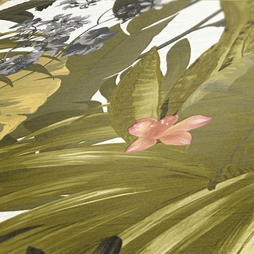 Livingwalls behang jungle-motief groen, wit en grijs - 53 cm x 10.05 m - AS-385224