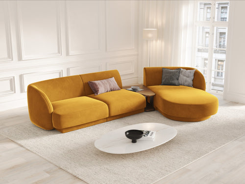 Micadoni - Rechte modulaire bank "Miley" 3 zitplaatsen, flueel, geel - 178x303x70cm