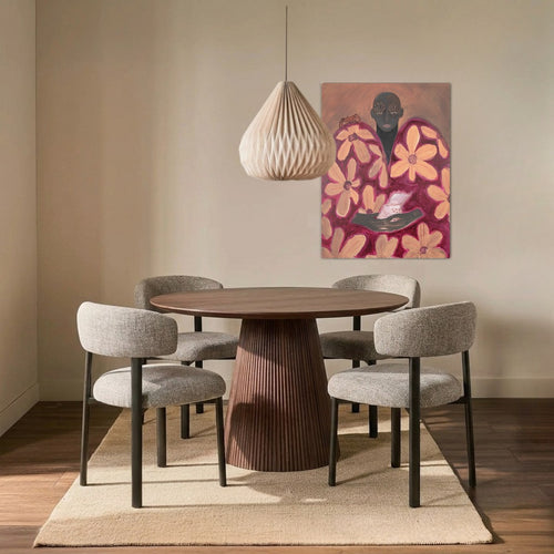 Giga Meubel Eettafel Salvador Rond - Mangohout - Donkerbruin - 130x130x76cm