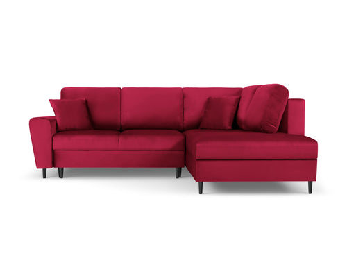 Cosmopolitan Design Converteerbare hoekbank rechts met opbergdoos Kyoto 5-zits, flueel, rood - 194x243x88cm