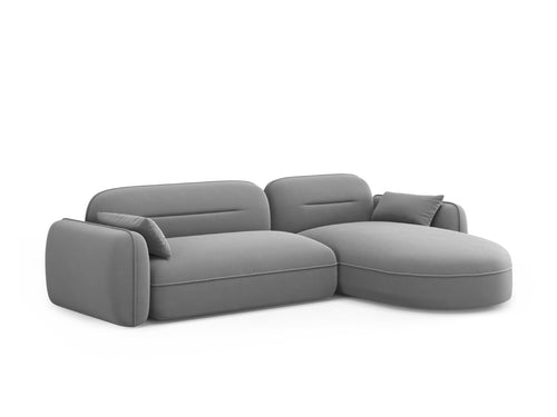 Cosmopolitan Design Modulaire hoekbank rechts Sydney 4-zits, flueel, lichtgrijs - 165x275x70cm