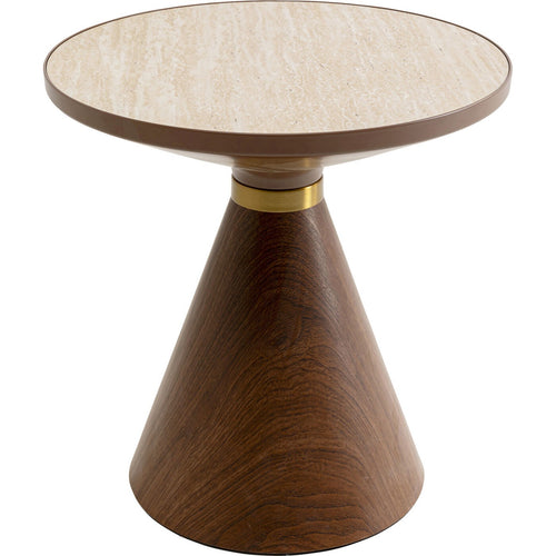 Kare Design Bijzettafel Cono Travertino Ø50cm walnoot
