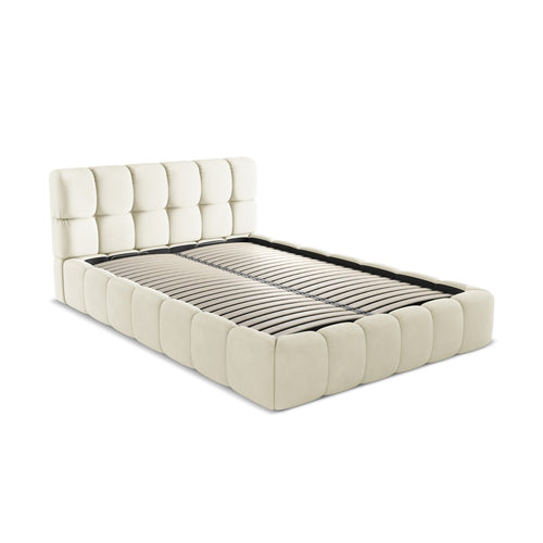 LaMiaSofa Bed met opbergruimte Roma - chenille stof - beige - 160x228x82