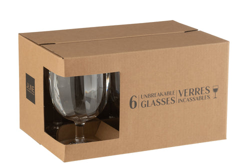 J-Line wijnglas - kunststof - transparant - doos van 6