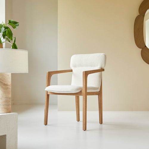 Tikamoon Leunstoel van massief acacia en stof - Beige