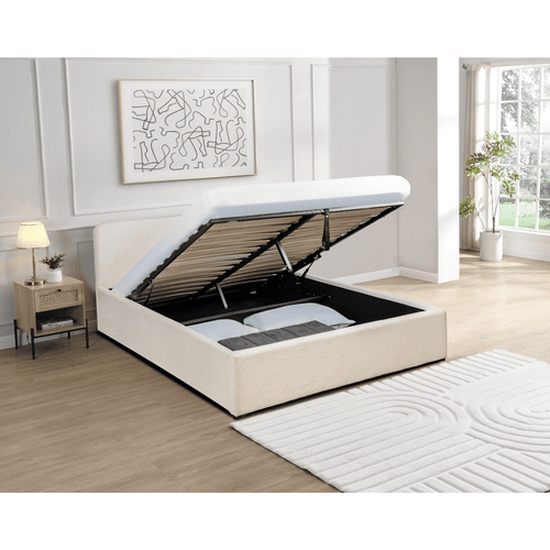 Calicosy - Opbergbed LIVY - Beige hoofdbord - 88x170x215 cm