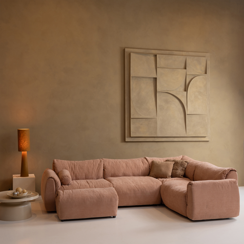 WOOOD hoekbank rechts Baggy - Geweven Chenille - Oud Roze - 81x396x214 - vtwonen shop