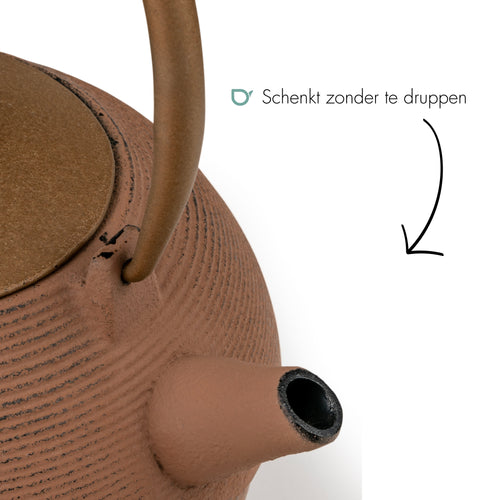 Bredemeijer - Gietijzeren theepot Sakura - 1,2 liter - Kastanjebruin - Met filter - vtwonen shop
