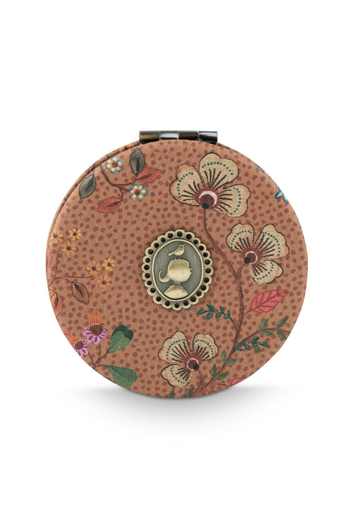 Pip Studio Pocketspiegel Flora Bangalore Mini Dames - Zand - 7x1x7 cm