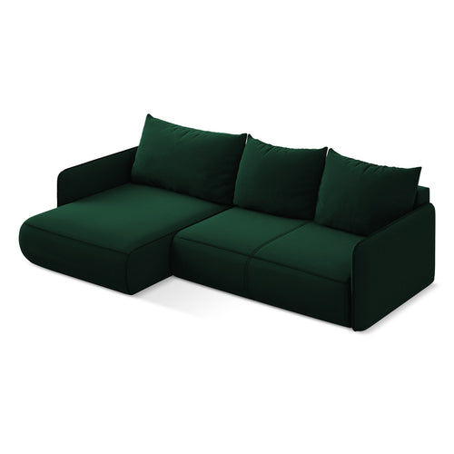 LaMiaSofa hoekbank links Palermo - velours - flessengroen - 240x148x86