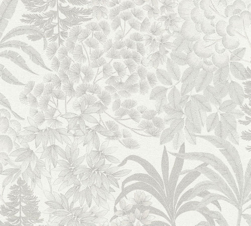 Livingwalls behang bloemen wit, grijs en zilver - 53 cm x 10.05 m - AS-391282 - vtwonen shop