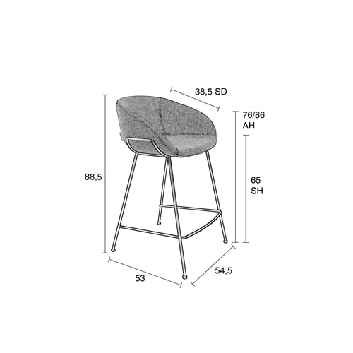 Zuiver Feston Barkrukken rugleuning 65 cm Zwart - Set van 2