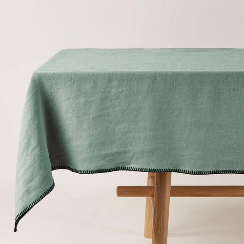 Madura Rechthoekig tafelkleed Nino groen van grijs en zwarte slinger 140x250 cm