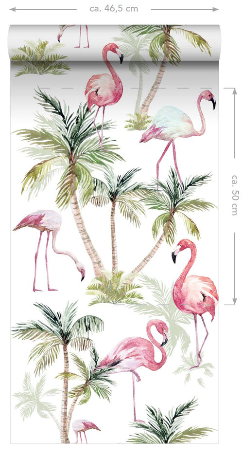 ESTAhome XXL behang flamingo's roze - 50 x 900 cm - 158844 - vtwonen shop