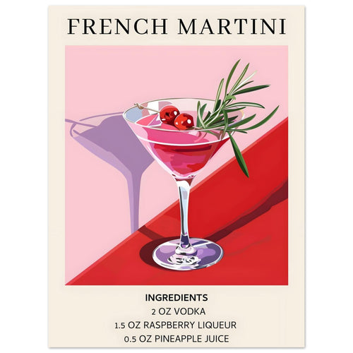 Artfulprints  French Martini cocktail - Ingrediënten   poster 30x40 cm - vtwonen shop