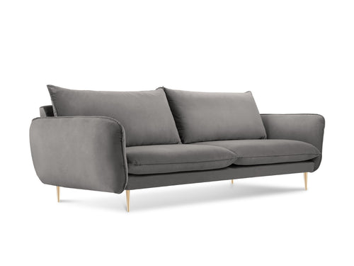 Cosmopolitan Design Bank Vienna 3-zits, flueel, lichtgrijs - 92x200x95cm