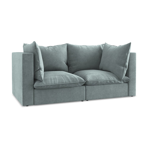 LaMiaSofa Tweezits modulaire bank Ravenna - textuurstof - jeans - 180x90x77