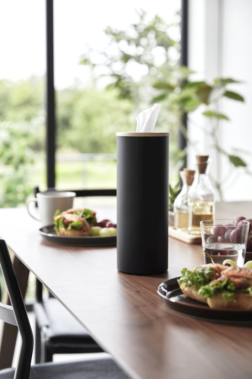 Yamazaki Tissuebox Rond - Rin - Zwart