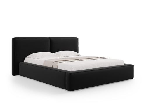 Micadoni Opbergbed met hoofdeinde Jodie 160x200cm, flueel, zwart - 228x214x108cm