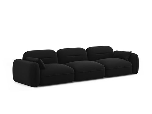 Cosmopolitan Design Modulaire bank Sydney 4-zits, flueel, zwart - 90x320x70cm