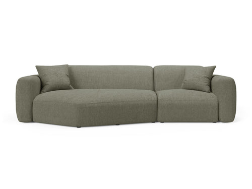 Cosmopolitan Design Modulaire hoekbank links Strino 3-zits, structurele stof donker olijfgroen - 136x308x78cm