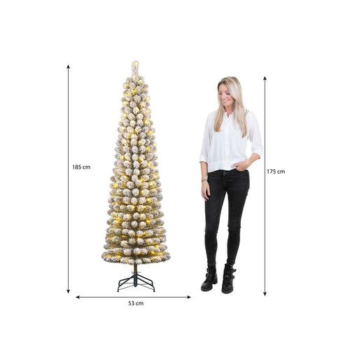 Black Box Trees Charlton Slim Kerstboom met Verlichting en Warm Wit Licht - Kunstkerstboom met Scharnierconstructie - Kerstversiering voor Binnen -
