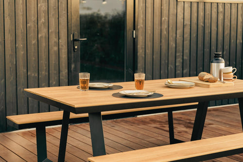 MaximaVida aluminium picknicktafel Bermuda 200 cm zwart