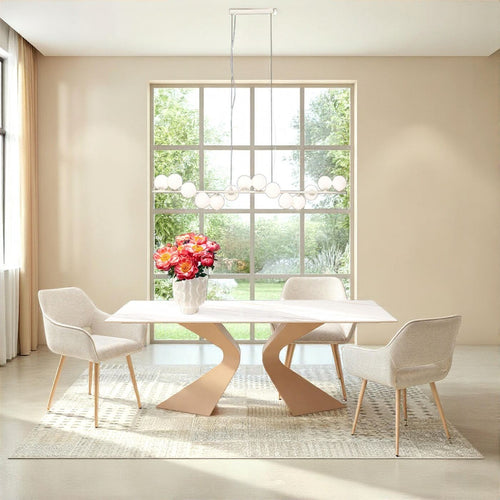 Kare Design Eettafel Gloria 200x100cm macchiato keramiek wit