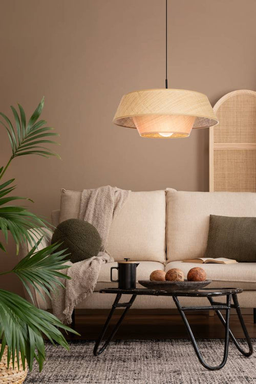 EGLO hanglamp Marford - e27 - ø 50 cm - zwart/natuur/raffia - vtwonen shop