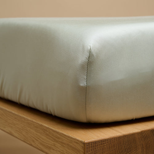 Coco & Cici - Tencel Sateen Hoeslaken Topper 180 x 210 x 10 cm - 2 Persoons Beddengoed - Lyocell - Elastiek Rondom - Grijs Groen - Extra Zacht