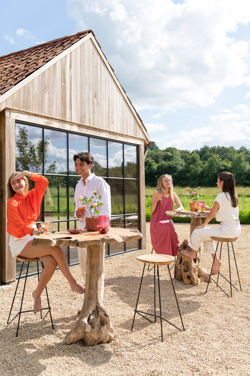 J-Line barkruk - hout/ijzer - naturel