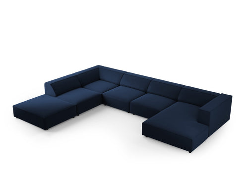 Cosmopolitan Design Panoramische hoekbank links Arendal 7-zits, flueel, koningsblauw - 262x364x70cm