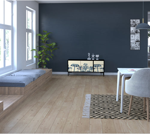 Meubel TV 2 deuren 3 lades JAN gelakt MDF met vintage palmprint