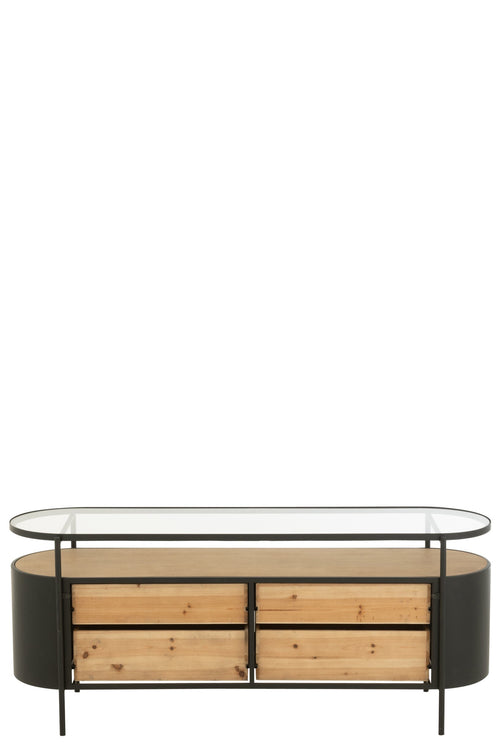 J-Line kast Ivy - ijzer - naturel/zwart