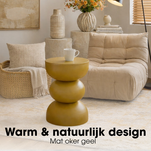 Mica Decorations Luna Bijzettafel - Bijzettafel Rond H46 x Ø32 cm - IJzeren Tafeltje voor Slaapkamer of Woonkamer - Nachtkastje of Plantentafeltje -