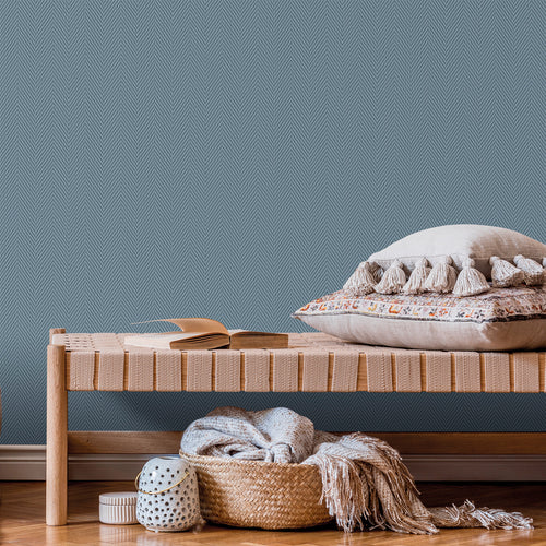 Sanders & Sanders behang visgraat-motief blauw - 53 cm x 10 m - 640529 - vtwonen shop