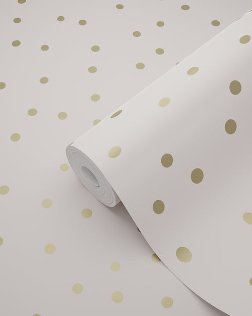 ESTAhome behang stippen oudroze en goud - 53 cm x 10.05 m - 139274