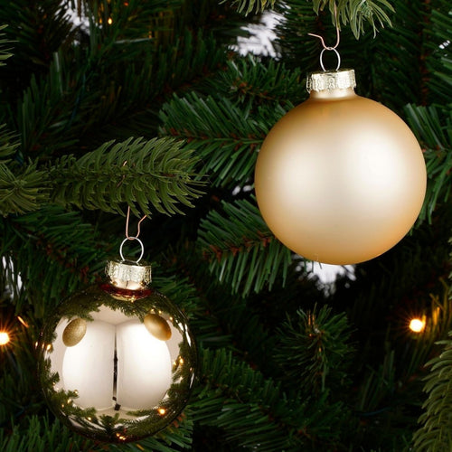 Mica Decorations Kerstballen Set - Kerstversiering voor Kerstboom - Kerstornamenten van Glas in Champagne Kleur - Complete Set van 26 Stuks - Ø7 cm -