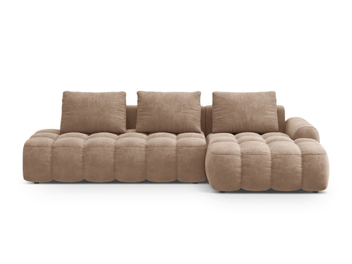 Cosmopolitan Design Converteerbare hoekbank rechts met opbergdoos Linz 3-zits, flueel donkerbeige - 142x275x84cm