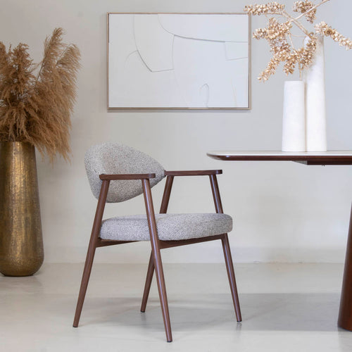 DÉJA Living Eetkamerstoel Karup - Taupe/Walnoot - Set van 2 - vtwonen shop