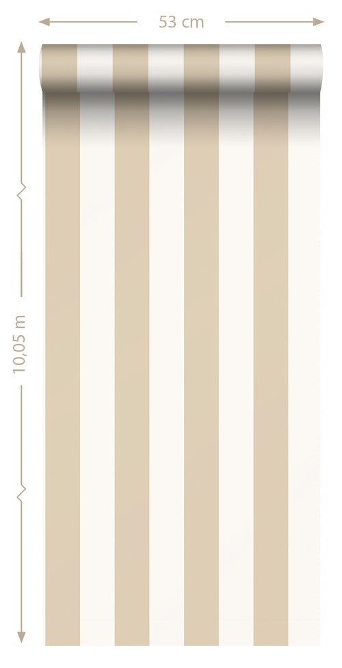 ESTAhome behang strepen wit en lichtbeige - 53 cm x 10.05 m - 139913 - vtwonen shop