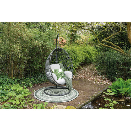 Panama hangstoel - eivorm - carbon black - earl grey - valley sand - vtwonen shop