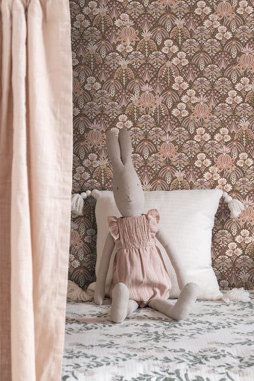 ESTAhome behang vintage bloemen in art nouveau stijl oudroze en bruin - 50 x 900 cm - 130974 - vtwonen shop