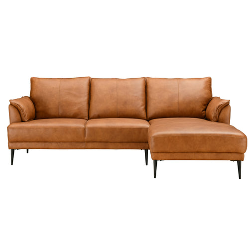 Furnhouse chaise longue bank rechts Soul - Cognacbruin - Leer - 155x233x88
