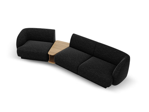 Micadoni linker modulaire bank Miley 3-zits, chenille, zwart - 126x303x70cm
