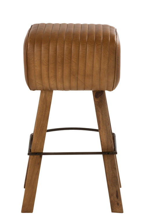 J-Line kruk Gym - leder/hout - camel/naturel