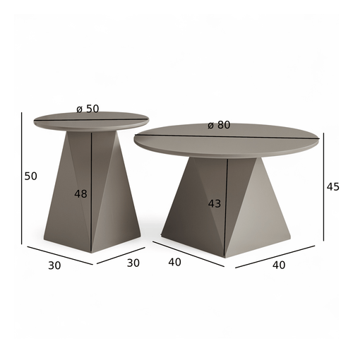 Furnhouse salontafel set Aura - Beige - Ø 50/80 cm